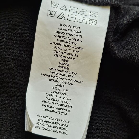 Women's Michael Kors Black Ruffle Long Sleeve Tee,  Size S. Gold Logo - Picture 7 of 7